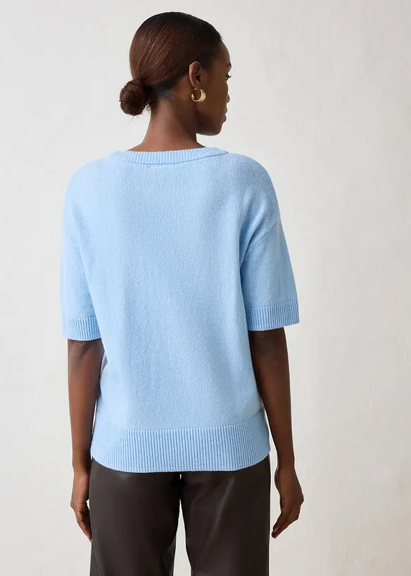 Oversized kortermet genser med h&oslash;y ullandel, bonprix
