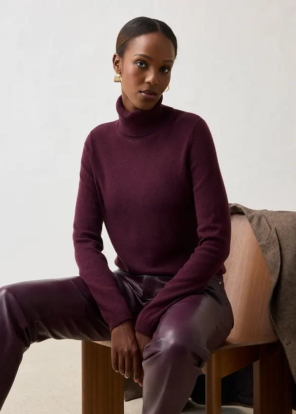Genser i myk kasjmirmiks med Good Cashmere Standard&reg; og rullekrage, bonprix