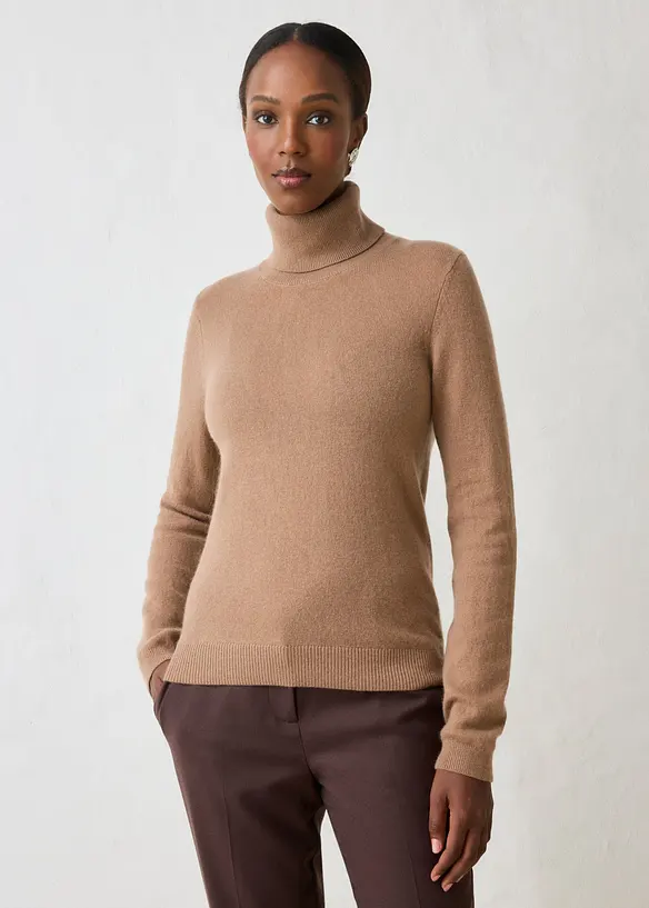 Genser i myk kasjmirmiks med Good Cashmere Standard&reg; og rullekrage, bonprix