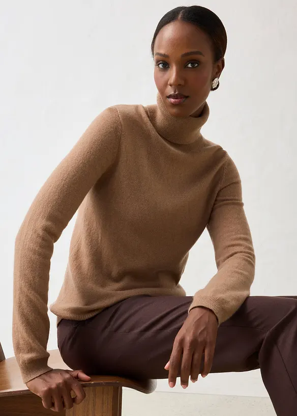 Genser i myk kasjmirmiks med Good Cashmere Standard&reg; og rullekrage, bonprix