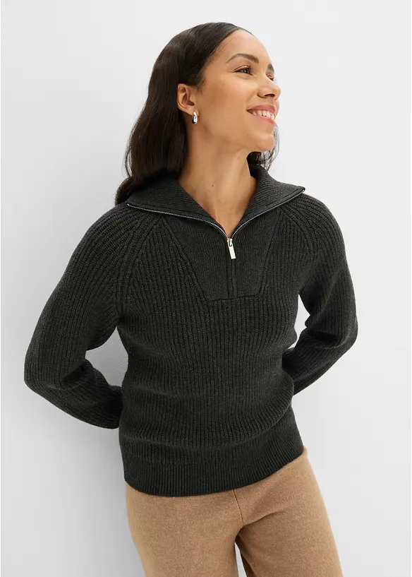 Half-zip-genser i myk viskosemiks, bonprix