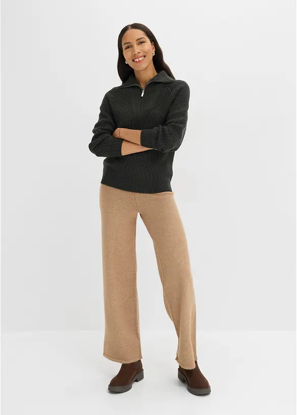 Half-zip-genser i myk viskosemiks, bonprix