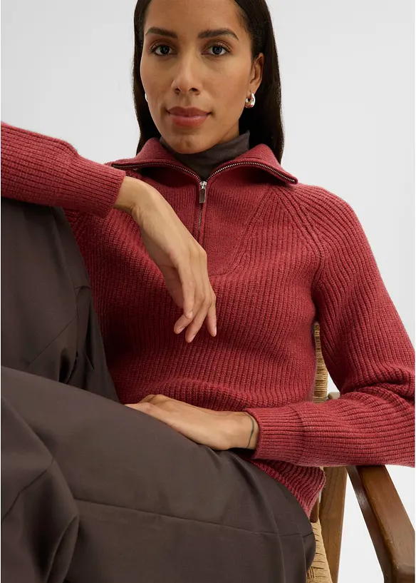 Half-zip-genser i myk viskosemiks, bonprix