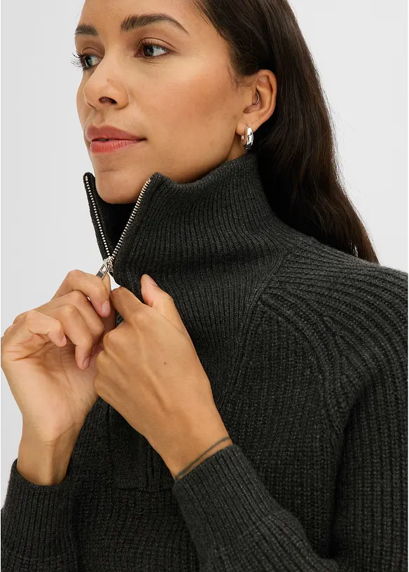 Half-zip-genser i myk viskosemiks, bonprix