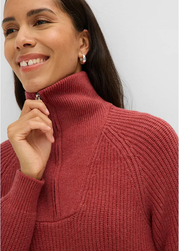 Half-zip-genser i myk viskosemiks, bonprix