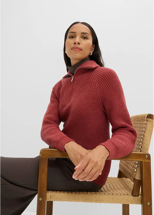 Half-zip-genser i myk viskosemiks, bonprix