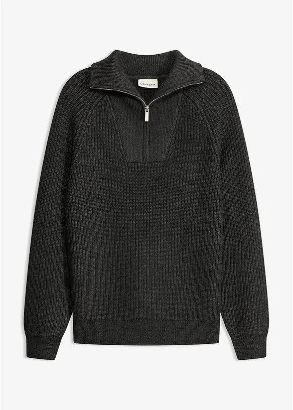 Half-zip-genser i myk viskosemiks, bonprix