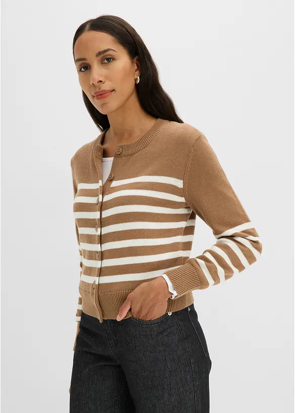 Kort cardigan i bomullsmiks, bonprix