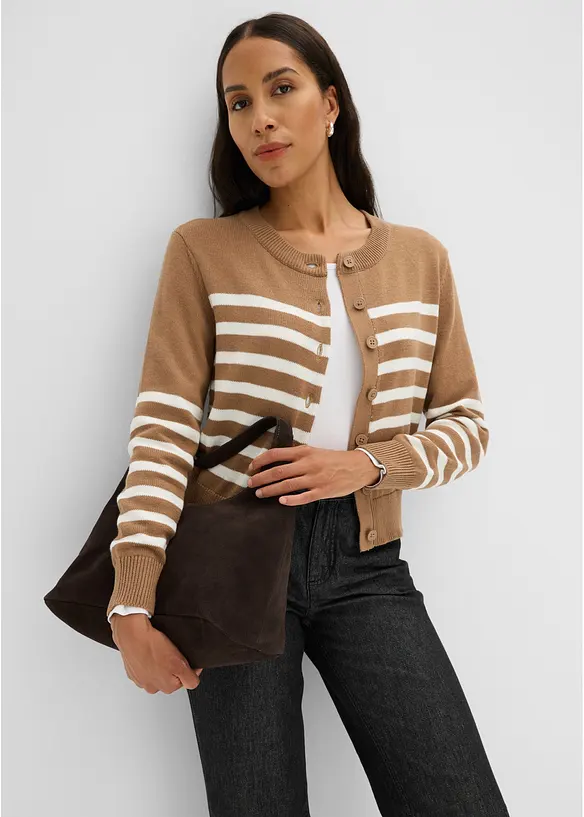 Kort cardigan i bomullsmiks, bonprix