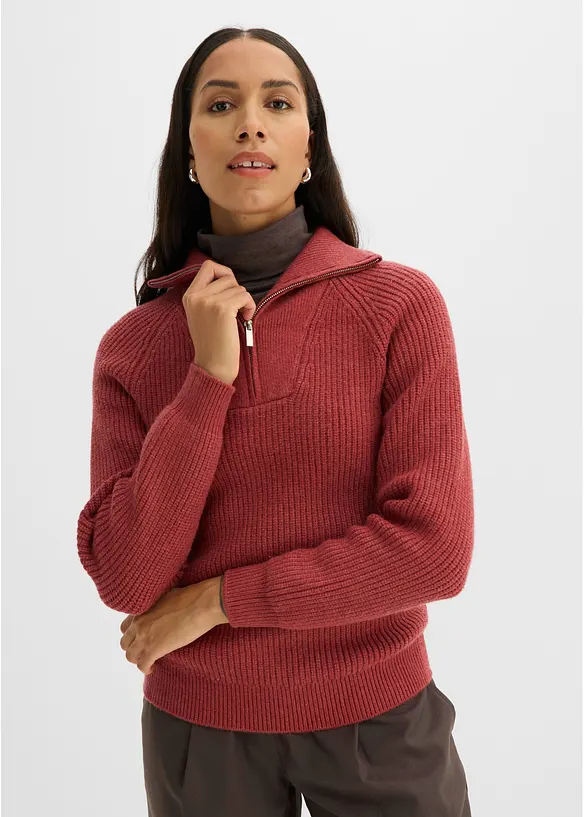Half-zip-genser i myk viskosemiks, bonprix