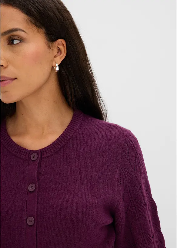 Cardigan med hullm&oslash;nster, bonprix