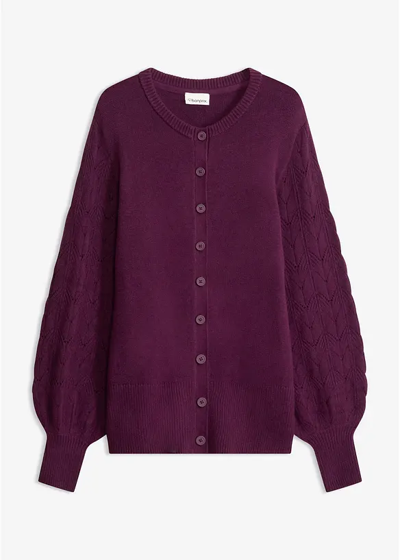 Cardigan med hullm&oslash;nster, bonprix