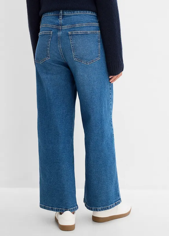 Wide leg jeans mid waist, cropped, bonprix