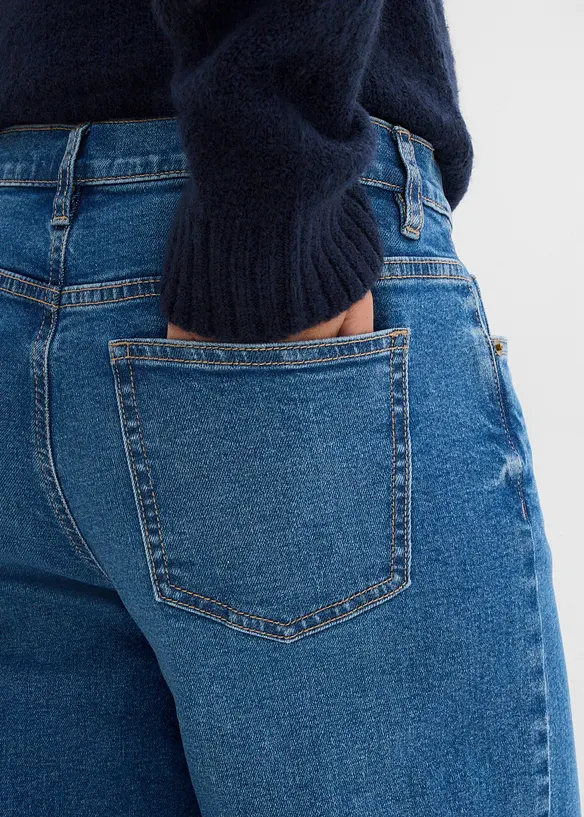 Wide leg jeans mid waist, cropped, bonprix