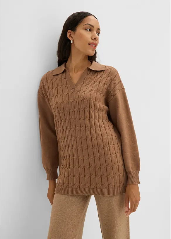 Kabelstrikket, oversized genser, bonprix