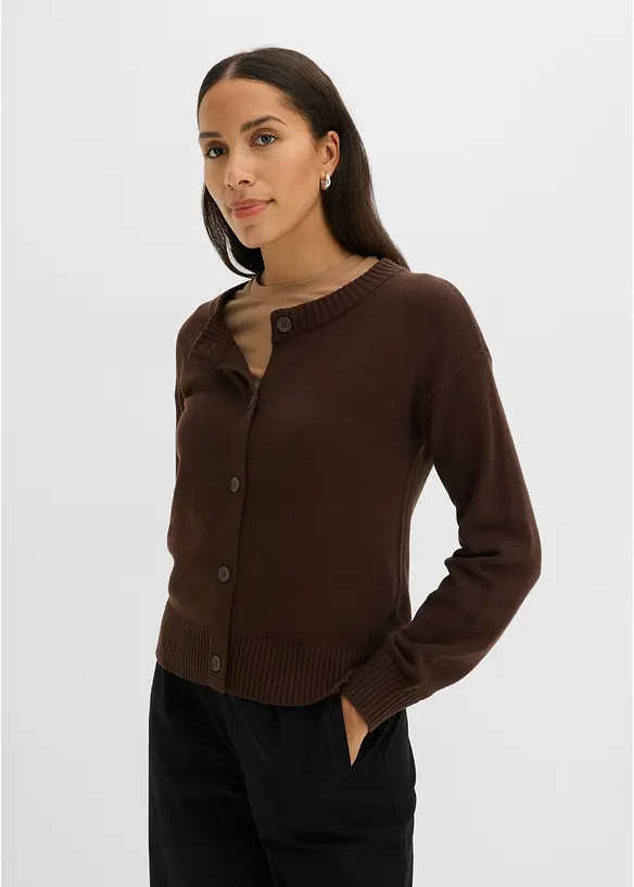 Kort cardigan i bomullsmiks, bonprix