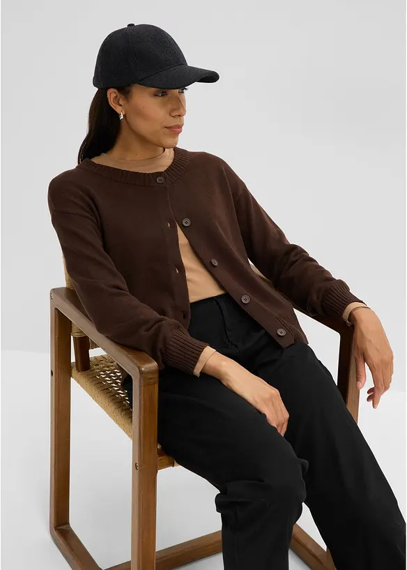 Kort cardigan i bomullsmiks, bonprix
