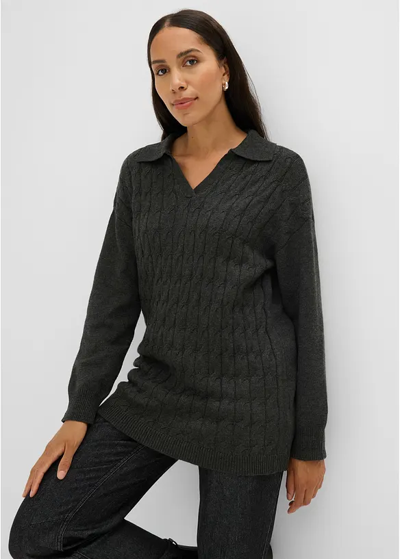 Kabelstrikket, oversized genser, bonprix