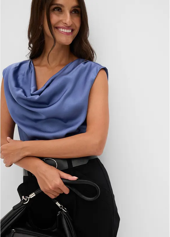 Blusetopp i lett sateng, bonprix