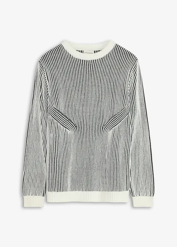 Ribbet genser av bomullsmiks, Loose Fit, bonprix