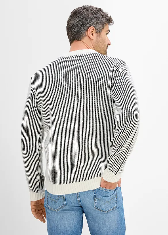 Ribbet genser av bomullsmiks, Loose Fit, bonprix