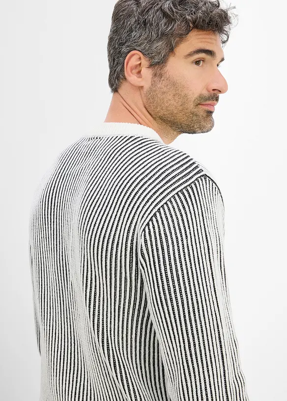 Ribbet genser av bomullsmiks, Loose Fit, bonprix