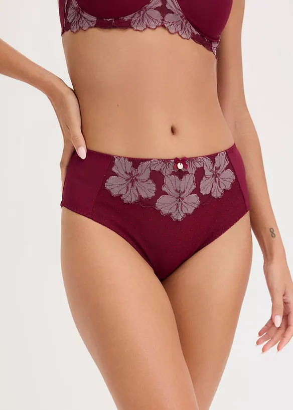 High waist truse med nydelig broderi, bonprix