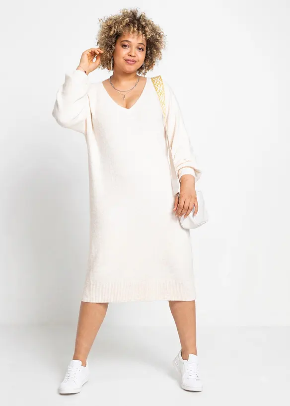 Oversized, strikket midikjole, bonprix
