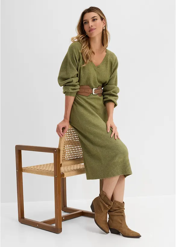 Oversized, strikket midikjole, bonprix