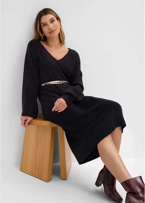 Oversized, strikket midikjole, bonprix
