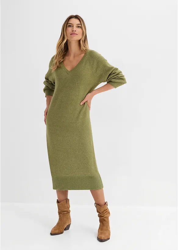 Oversized, strikket midikjole, bonprix