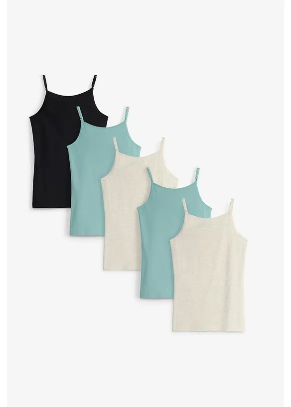 Singlet med myk, &oslash;kologisk bomull (5-pack), bonprix