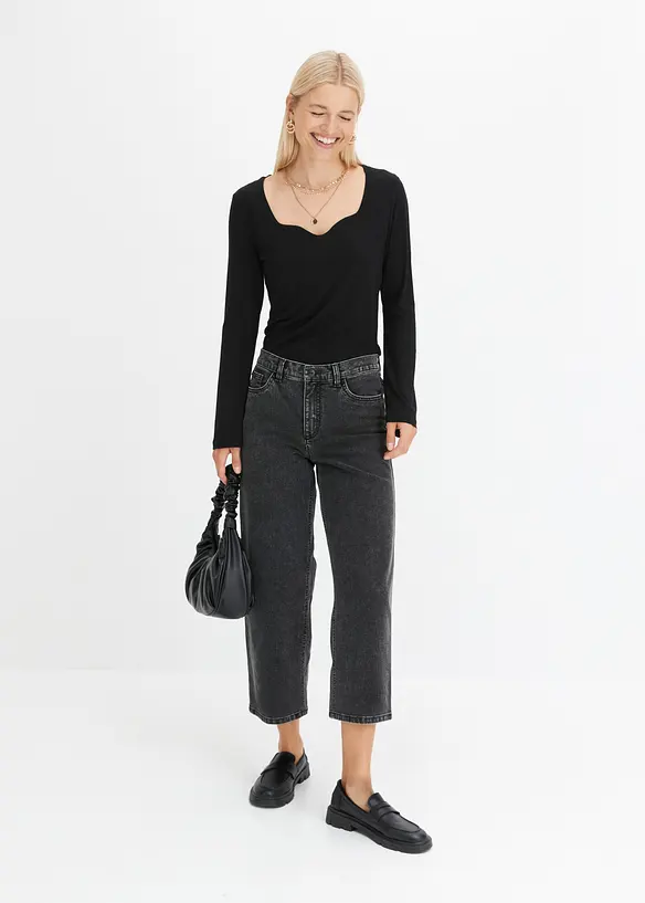 Wide leg jeans, mid waist, bonprix