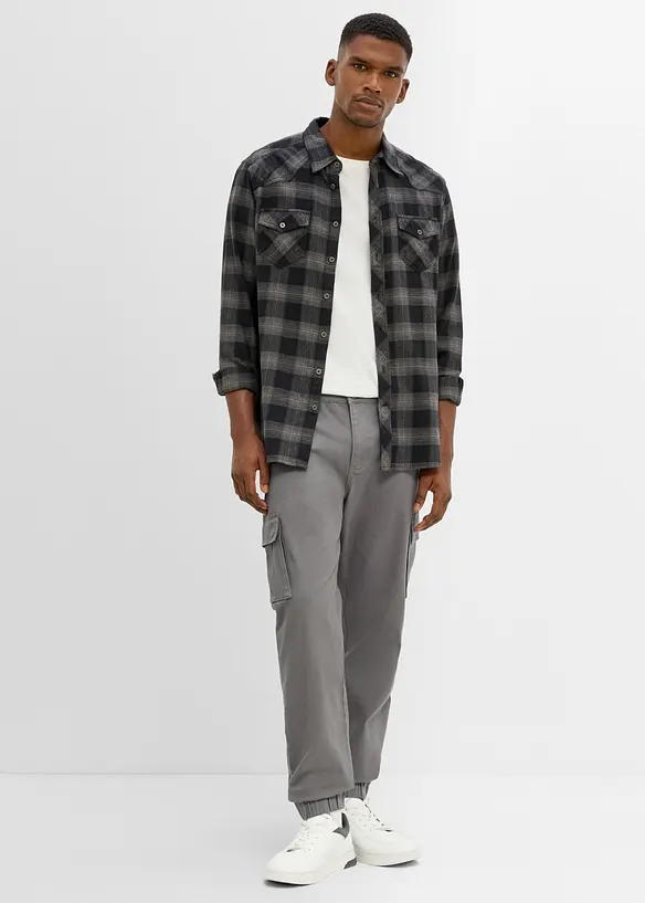 Regular fit cargobukse med stretch, tapered, bonprix