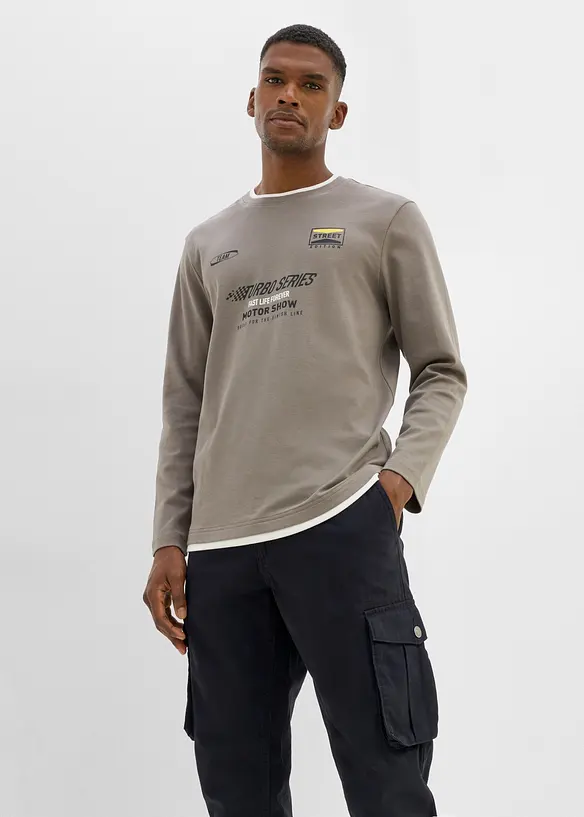 Regular fit cargobukse i 100% bomull, tapered, bonprix