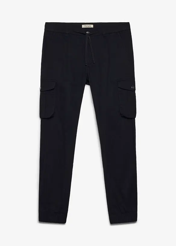 Regular fit cargobukse i 100% bomull, tapered, bonprix