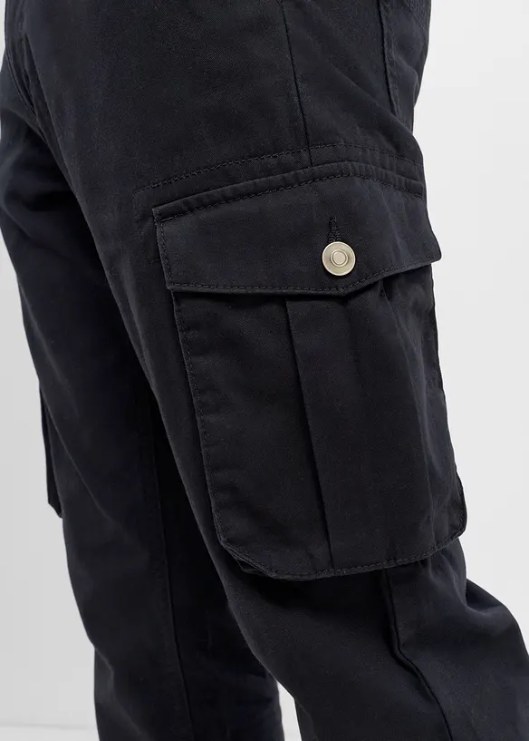 Regular fit cargobukse i 100% bomull, tapered, bonprix