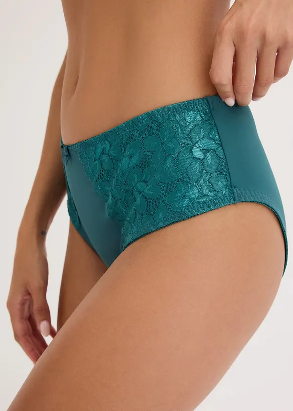 Truse med h&oslash;y midje og nydelige blonder (2-pack), bonprix