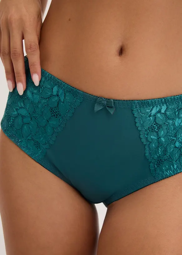 Truse med h&oslash;y midje og nydelige blonder (2-pack), bonprix
