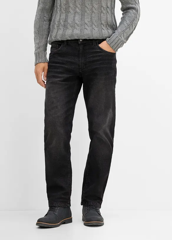 Varmende, relaxed fit jeans med komfortlinning, straight, bonprix