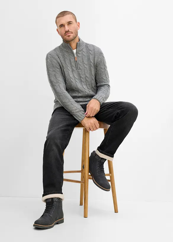 Varmende, relaxed fit jeans med komfortlinning, straight, bonprix