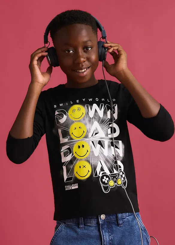 Smiley World-langermet topp i 100% bomull, SmileyWorld