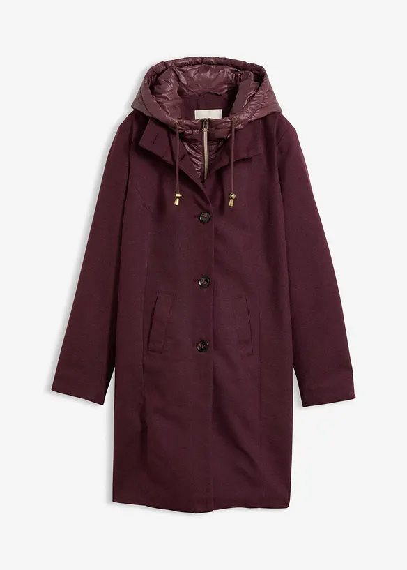 Kort vinterk&aring;pe i ullstil og 2i1-look, bonprix