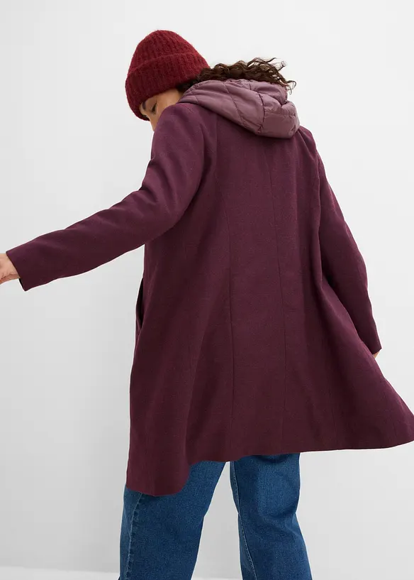 Kort vinterk&aring;pe i ullstil og 2i1-look, bonprix