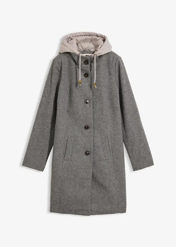 Kort vinterk&aring;pe i ullstil og 2i1-look, bonprix