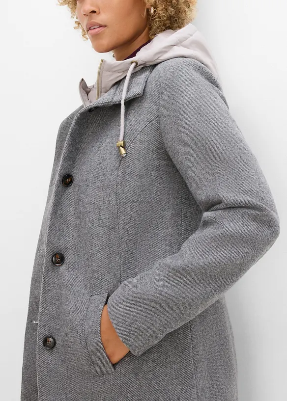 Kort vinterk&aring;pe i ullstil og 2i1-look, bonprix