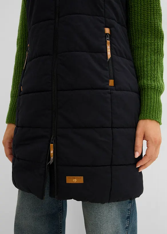Lang vest med st&aring;krage, bonprix
