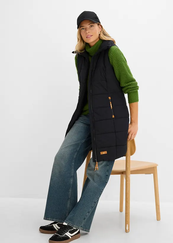 Lang vest med st&aring;krage, bonprix