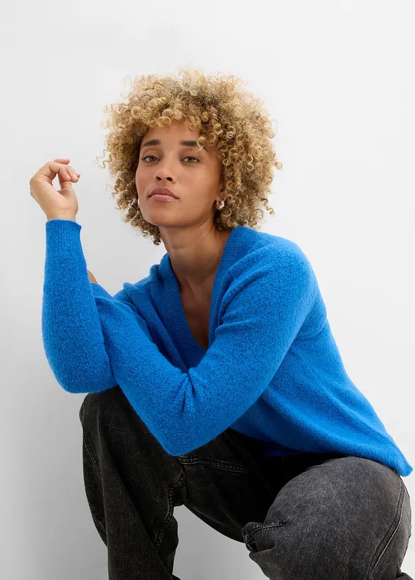 Strikket genser med V-hals, Oversized Fit, bonprix