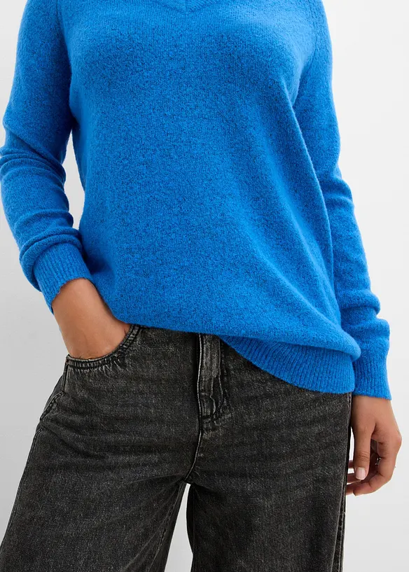 Strikket genser med V-hals, Oversized Fit, bonprix